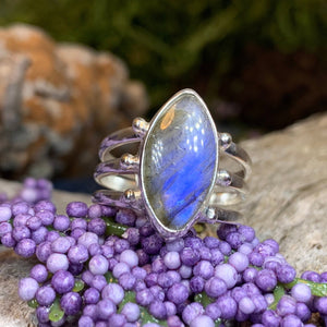 Celtic Magic Ring, Labradorite Jewelry, Boho Statement Ring, Celestial Jewelry, Celtic Jewelry, Anniversary Gift, Wiccan Jewelry, Wife Gift