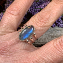 Load image into Gallery viewer, Celtic Magic Ring, Labradorite Jewelry, Boho Statement Ring, Celestial Jewelry, Celtic Jewelry, Anniversary Gift, Wiccan Jewelry, Wife Gift