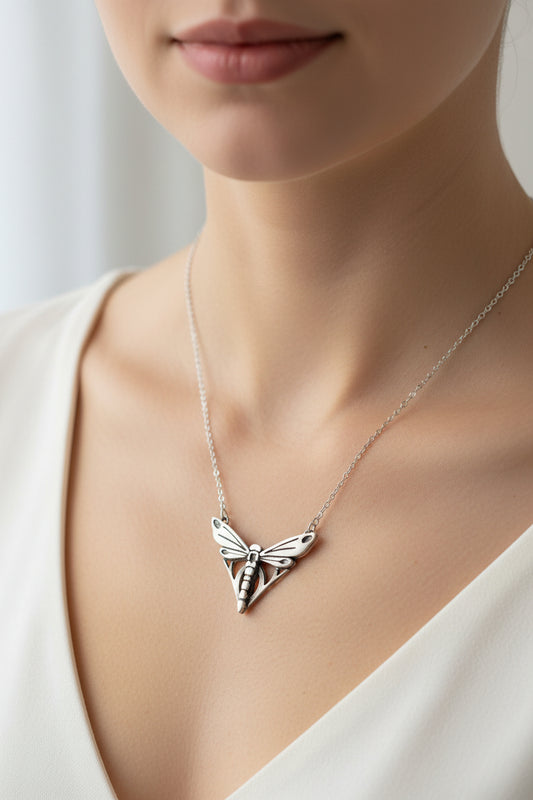 Dragonfly Necklace, Nature Jewelry, Pewter Art Deco Jewelry, Insect Jewelry, New Beginnings, Inspirational Gift, Wife Gift, Mom Gift