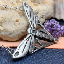 Load image into Gallery viewer, Dragonfly Necklace, Nature Jewelry, Pewter Art Deco Jewelry, Insect Jewelry, New Beginnings, Inspirational Gift, Wife Gift, Mom Gift