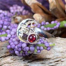 Load image into Gallery viewer, Crescent Moon Ring, Silver Moon Ring, Celestial Jewelry, Moon Ring, Amethyst Ring, Garnet Boho Ring, Anniversary Gift, Wife Gift, Mom Gift