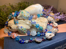 Load image into Gallery viewer, Long Beaded Necklace, Hand Knotted Necklace, Skull jewelry, Boho Necklace, Yoga Jewelry, Art Deco Necklace, Millefiori Bead Necklace