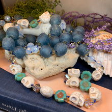 Load image into Gallery viewer, Long Beaded Necklace, Hand Knotted Jewelry, Beach Glass Jewelry, Boho Jewelry, Yoga Jewelry, Art Deco Necklace, Crystal Necklace, Graduation