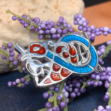 Load image into Gallery viewer, Celtic Bird Brooch, Celtic Jewelry, Irish Jewelry, Scotland Brooch, Zoomorphic Brooch, Celtic Knot Pin, Ireland Gift, Norse Pin, Enamel Pin