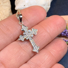 Load image into Gallery viewer, Celtic Cross Necklace, Diamond Cross Pendant, Irish Cross, First Communion Gift, Religious Jewelry, Bridal Cross Necklace, Wife Gift