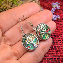 Load image into Gallery viewer, Tree of Life Earrings, Celtic Jewelry, Scotland Jewelry, Heather Gem, Norse Jewelry, Celtic Tree, Friendship Gift, Yoga Jewelry, Mom Gift