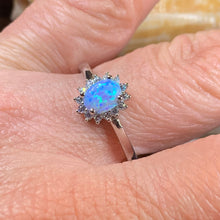 Load image into Gallery viewer, Opal Celtic Ring, Celtic Ring, Opal Engagement Ring, Blue Opal Ring, Anniversary Gift, Cocktail Ring, Birthstone Ring, Wife Gift, Mom Gift