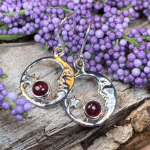 Load image into Gallery viewer, Moon Earrings, Celtic Jewelry, Celestial Jewelry, Moonstone Jewelry, Full Moon Jewelry, Moon Jewelry, Anniversary Gift, Friendship Gift