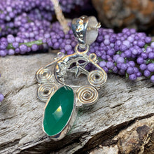 Load image into Gallery viewer, Moon Necklace, Celtic Knot Jewelry, Celtic Jewelry, Anniversary Gift, Wiccan Jewelry, Pagan Necklace, Celestial Jewelry, Chalcedony Jewelry