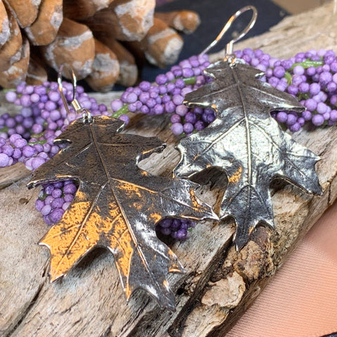 Load image into Gallery viewer, Oak Leaf Earrings, Celtic Jewelry, Nature Jewelry, Leaf Jewelry, Mom Gift, Friendship Gift, Wife Gift, Anniversary Gift, Oak Tree Jewelry