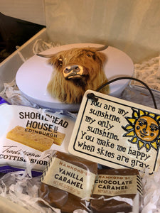 Highland Cow Gift, Scottish Gift Box, Scotland Candy Gift, Thinking of You Gift, Easter Gift, Friendship Gift, Get Well, Scotland Fudge Tin