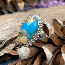 Load image into Gallery viewer, Spiny Oyster Turquoise Ring, Turquoise Jewelry, Boho Ring, Hippie Ring, Celtic Jewelry, Anniversary Gift, Wiccan Jewelry, Southwestern Ring