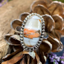 Load image into Gallery viewer, Spiny Oyster Turquoise Ring, Turquoise Jewelry, Boho Ring, Hippie Ring, Celtic Jewelry, Anniversary Gift, Wiccan Jewelry, Southwestern Ring