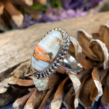 Load image into Gallery viewer, Spiny Oyster Turquoise Ring, Turquoise Jewelry, Boho Ring, Hippie Ring, Celtic Jewelry, Anniversary Gift, Wiccan Jewelry, Southwestern Ring