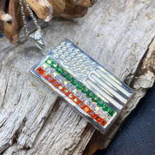 Load image into Gallery viewer, American Flag Pendant, Ireland Flag Necklace, American Flag Necklace, Irish Flag Jewelry, Flag Jewelry, Bagpiper Gift, Patriotic Gift