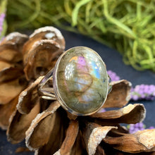 Load image into Gallery viewer, Celtic Mystic Ring, Labradorite Jewelry, Boho Statement Ring, Celestial Jewelry, Celtic Jewelry, Anniversary Gift, Wiccan Jewelry, Wife Gift