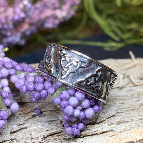 Load image into Gallery viewer, Celtic Triskel Ring, Celtic Ring, Promise Ring, Silver Boho Ring, Irish Ring, Irish Dance Gift, Anniversary Gift, Ireland Ring, Wiccan Ring
