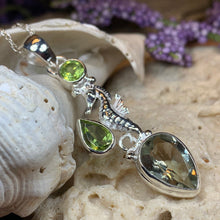 Load image into Gallery viewer, Seahorse Necklace, Sea Life Pendant, Nautical Jewelry, Blue Topaz Pendant, Mom Gift, Anniversary Gift, Beach Lover Gift, Ocean Jewelry