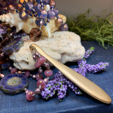 Load image into Gallery viewer, Gibson Girl Long Necklace, Hand Knotted Necklace, Handmade Mala Necklace, Boho Necklace, Yoga Jewelry, Art Deco Necklace, Mom Gift