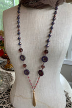 Load image into Gallery viewer, Gibson Girl Long Necklace, Hand Knotted Necklace, Handmade Mala Necklace, Boho Necklace, Yoga Jewelry, Art Deco Necklace, Mom Gift