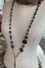 Load image into Gallery viewer, Gibson Girl Long Necklace, Hand Knotted Necklace, Handmade Mala Necklace, Boho Necklace, Yoga Jewelry, Art Deco Necklace, Mom Gift