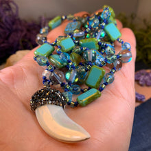 Load image into Gallery viewer, Santorini Breeze Long Necklace, Hand Knotted Necklace, Handmade Mala Necklace, Boho Necklace, Yoga Jewelry, Art Deco Necklace, Mom Gift