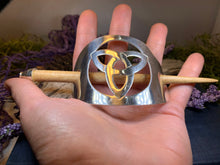Load image into Gallery viewer, Trinity Knot Hair Slide, Celtic Jewelry, Irish Barrette, Wiccan Jewelry, Bun Holder, Mom Gift, Wife Gift, Shawl Pin, Norse Jewelry