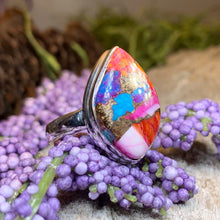 Load image into Gallery viewer, Celtic Mystic Ring, Turquoise Jewelry, Celtic Ring, Purple Jewelry, Celtic Jewelry, Anniversary Gift, Wiccan Jewelry, Spiny Oyster Turquoise