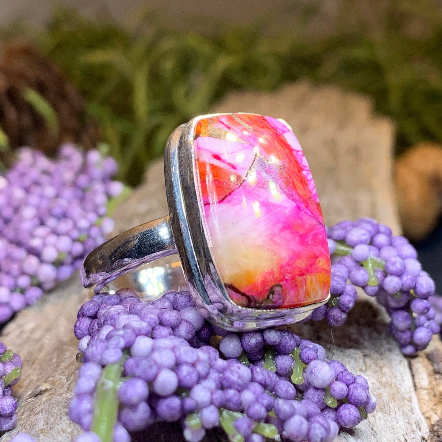 Celtic Mystic Ring, Turquoise Jewelry, Celtic Ring, Purple Jewelry, Celtic Jewelry, Anniversary Gift, Wiccan Jewelry, Spiny Oyster Turquoise