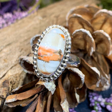 Load image into Gallery viewer, Spiny Oyster Turquoise Ring, Turquoise Jewelry, Boho Ring, Hippie Ring, Celtic Jewelry, Anniversary Gift, Wiccan Jewelry, Southwestern Ring