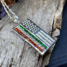 Load image into Gallery viewer, American Flag Pendant, Ireland Flag Necklace, American Flag Necklace, Irish Flag Jewelry, Flag Jewelry, Bagpiper Gift, Patriotic Gift