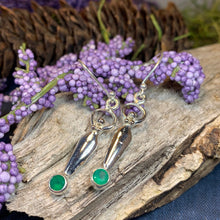 Load image into Gallery viewer, Goddess Earrings, Moon Jewelry, Goddess Jewelry, Celtic Jewelry, Chalcedony Jewelry, Anniversary Gift, Irish Gift, Silver Dangle Earrings