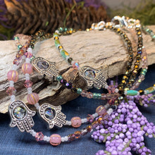 Load image into Gallery viewer, Hamsa Hand Ankle Bracelet, Crystal Ankle Bracelet, Crystal Anklet, Summer Jewelry, Beach Jewelry, Swarovski Crystal Bracelet, Boho Anklet