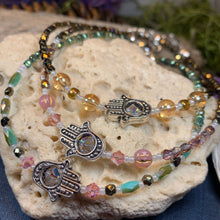 Load image into Gallery viewer, Hamsa Hand Ankle Bracelet, Crystal Ankle Bracelet, Crystal Anklet, Summer Jewelry, Beach Jewelry, Swarovski Crystal Bracelet, Boho Anklet