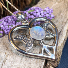Load image into Gallery viewer, Moon Necklace, Triple Moon Pendant, Goddess Pendant, Celtic Jewelry, Anniversary Gift, Celestial Jewelry, Moonstone Necklace, Irish Jewelry