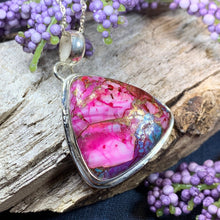 Load image into Gallery viewer, Pink Sunset Copper Turquoise Necklace, Celtic Jewelry, Purple Amethyst Jewelry, Purple Jewelry, Boho Necklace, Wife Gift, Mom Gift