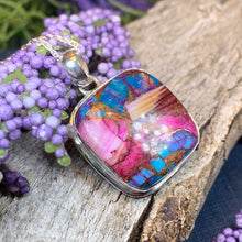 Load image into Gallery viewer, Pink Sunset Copper Turquoise Necklace, Celtic Jewelry, Purple Amethyst Jewelry, Purple Jewelry, Boho Necklace, Wife Gift, Mom Gift