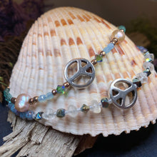 Load image into Gallery viewer, Peace Sign Ankle Bracelet, Crystal Ankle Bracelet, Crystal Anklet, Summer Jewelry, Beach Jewelry, Swarovski Crystal Bracelet, Boho Anklet