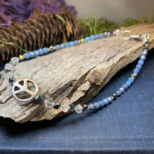 Load image into Gallery viewer, Peace Sign Ankle Bracelet, Crystal Ankle Bracelet, Crystal Anklet, Summer Jewelry, Beach Jewelry, Swarovski Crystal Bracelet, Boho Anklet