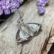 Load image into Gallery viewer, Celtic Sailboat Earrings, Nautical Jewelry, Ship Jewelry, Sailing Jewelry, Beach Jewelry, Ocean Jewelry, Anniversary Gift, Wife Gift