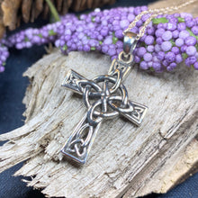 Load image into Gallery viewer, Celtic Cross Necklace, Irish Jewelry, Celtic Jewelry, Quaternary Knot Pendant, Scotland Jewelry, First Communion Gift, Confirmation Gift