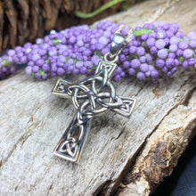 Load image into Gallery viewer, Celtic Cross Necklace, Irish Jewelry, Celtic Jewelry, Quaternary Knot Pendant, Scotland Jewelry, First Communion Gift, Confirmation Gift