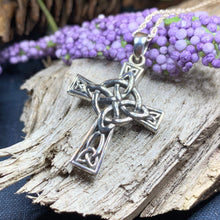 Load image into Gallery viewer, Celtic Cross Necklace, Irish Jewelry, Celtic Jewelry, Quaternary Knot Pendant, Scotland Jewelry, First Communion Gift, Confirmation Gift