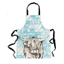 Load image into Gallery viewer, Highland Cow Apron, Scotland Gift, Scottish Apron, Thistle Gift, Bagpiper Gift, Outlander Gift, Highland Cow Gift, Mom Gift, Sister Gift
