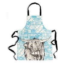 Load image into Gallery viewer, Highland Cow Apron, Scotland Gift, Scottish Apron, Thistle Gift, Bagpiper Gift, Outlander Gift, Highland Cow Gift, Mom Gift, Sister Gift
