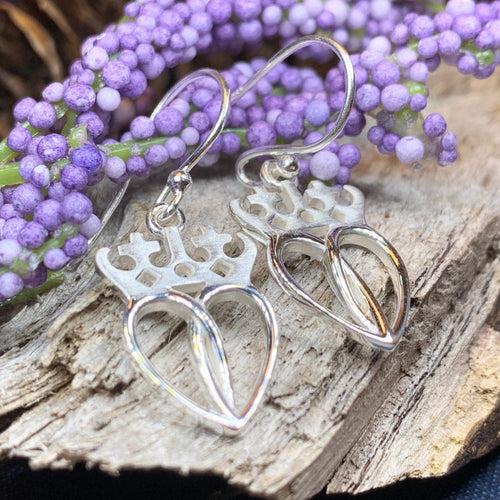 Luckenbooth Earrings, Scotland Jewelry, Celtic Jewelry, Silver Dangle Earrings, Anniversary Gift, Bridal Jewelry, Heart Jewelry, Bride Gift
