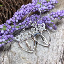 Load image into Gallery viewer, Luckenbooth Earrings, Scotland Jewelry, Celtic Jewelry, Silver Dangle Earrings, Anniversary Gift, Bridal Jewelry, Heart Jewelry, Bride Gift