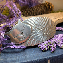 Load image into Gallery viewer, Cuddly Cat Hair Clip, Celtic Barrette, Irish Jewelry, Pagan Jewelry, Friendship Gift, Wiccan Jewelry, Cat Jewelry, Animal Barrette