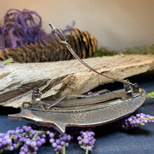 Load image into Gallery viewer, Cuddly Cat Hair Clip, Celtic Barrette, Irish Jewelry, Pagan Jewelry, Friendship Gift, Wiccan Jewelry, Cat Jewelry, Animal Barrette