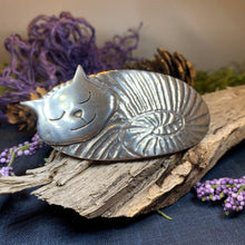 Load image into Gallery viewer, Cuddly Cat Hair Clip, Celtic Barrette, Irish Jewelry, Pagan Jewelry, Friendship Gift, Wiccan Jewelry, Cat Jewelry, Animal Barrette